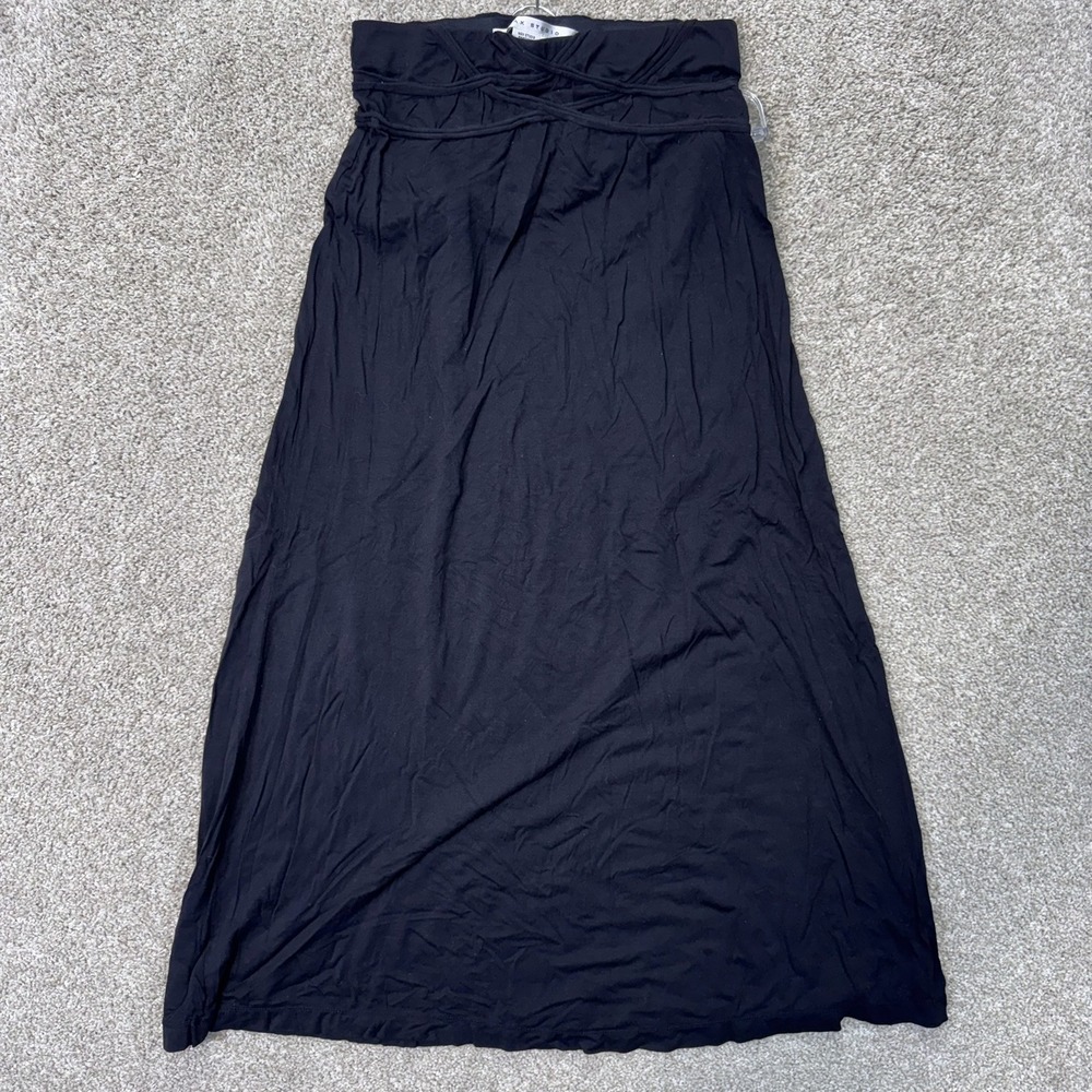Max Studio Skirt Womens S 1712T11 Black Crisscross Waist Maxi EUC